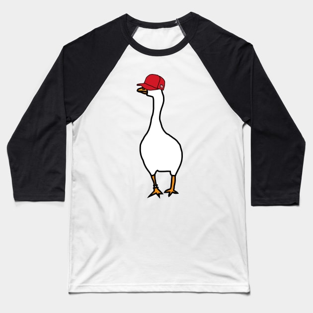 White Goose Wearing Stolen Red Hat Baseball T-Shirt by ellenhenryart